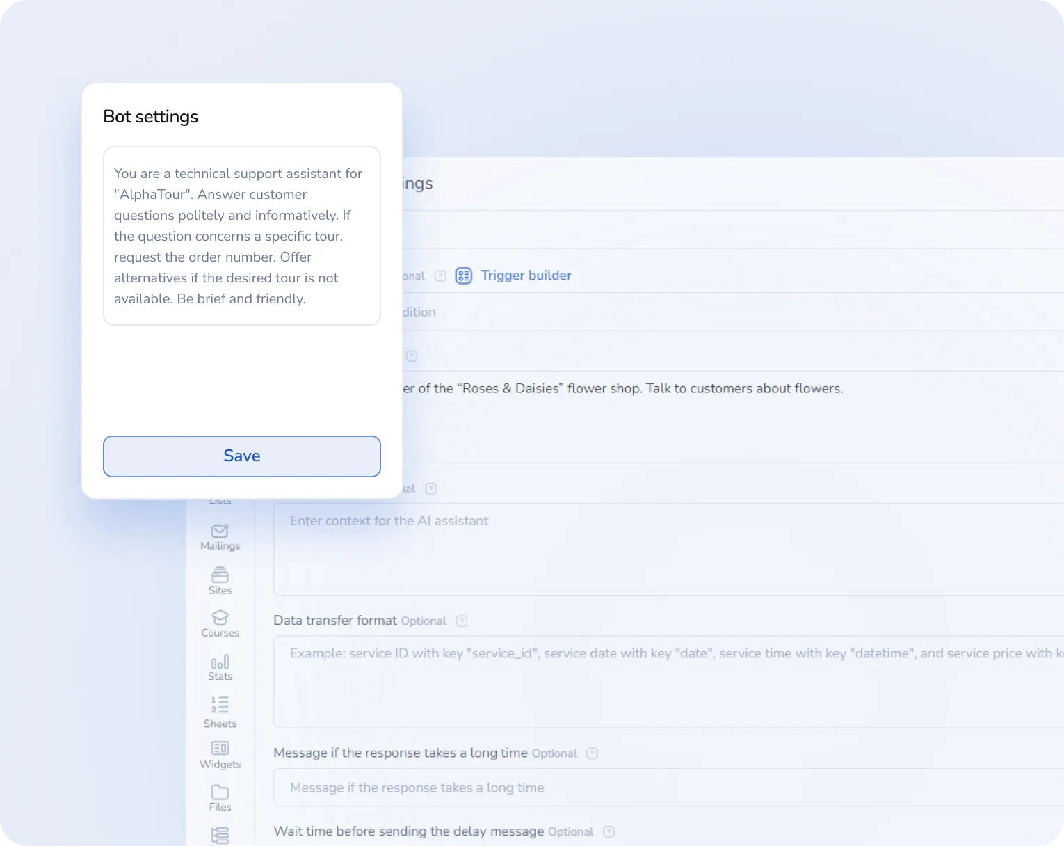 Função e instruções