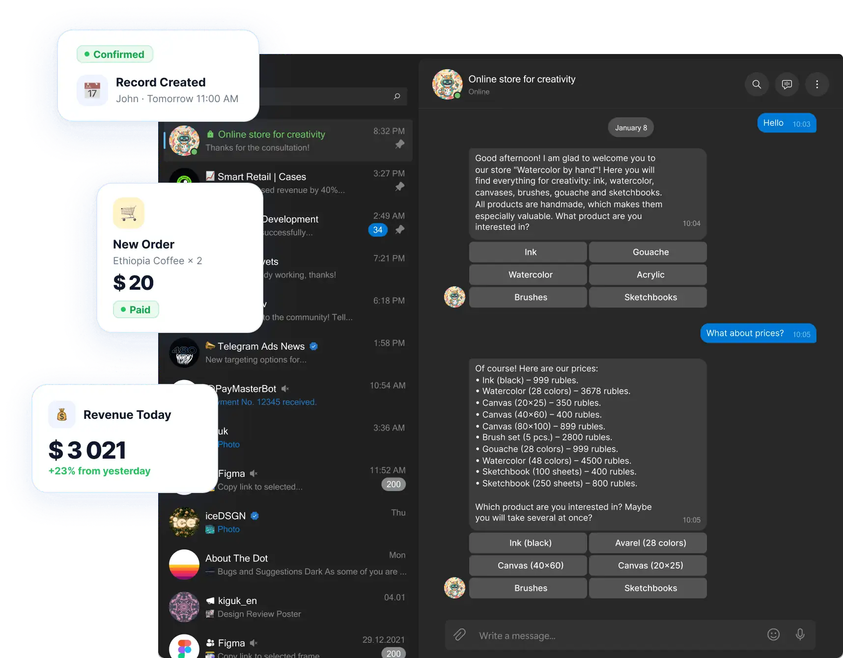 Telegram bot interface