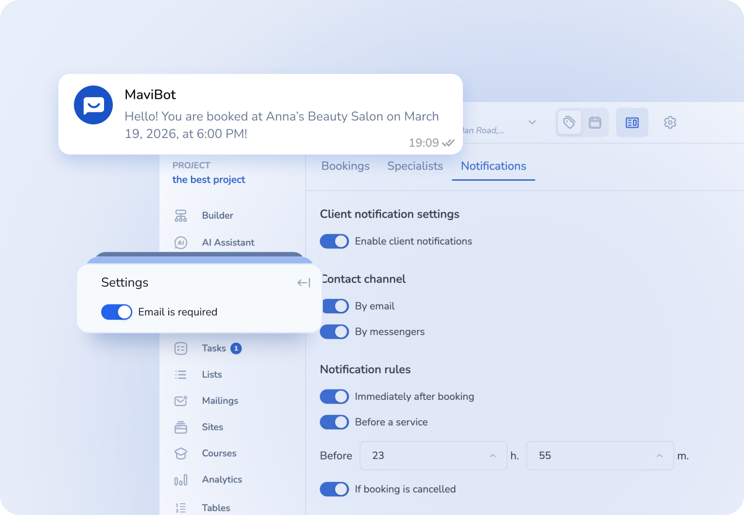 Reminders and notifications